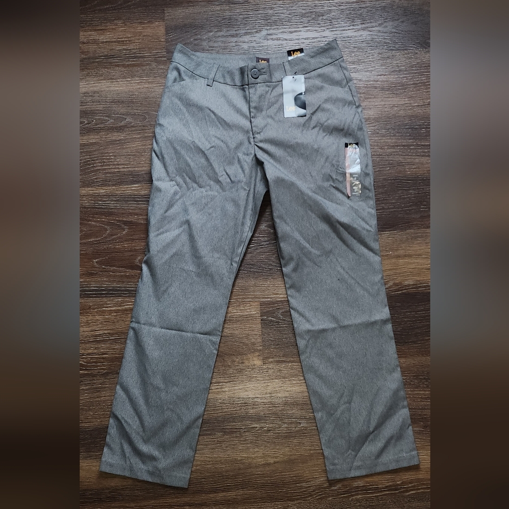 LEE - Wrinkle-Free Pants Womens GRAY Mid Rise Straight Leg - SIZE 8 Short